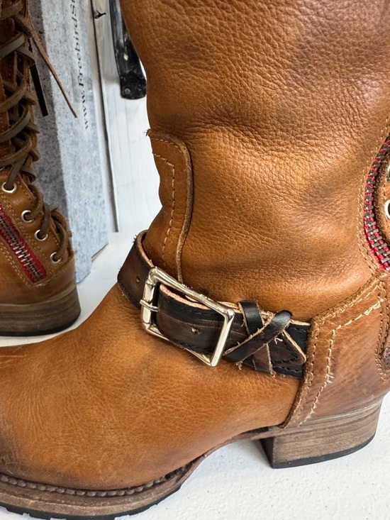 Freebird Tan Leather Tall Boots with Lace Up Shaft - Picture 6 of 15